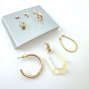 Single Earring Lot Studs Dangle & Hoops Gold Cream Earring 8 Pieces of Jewelry